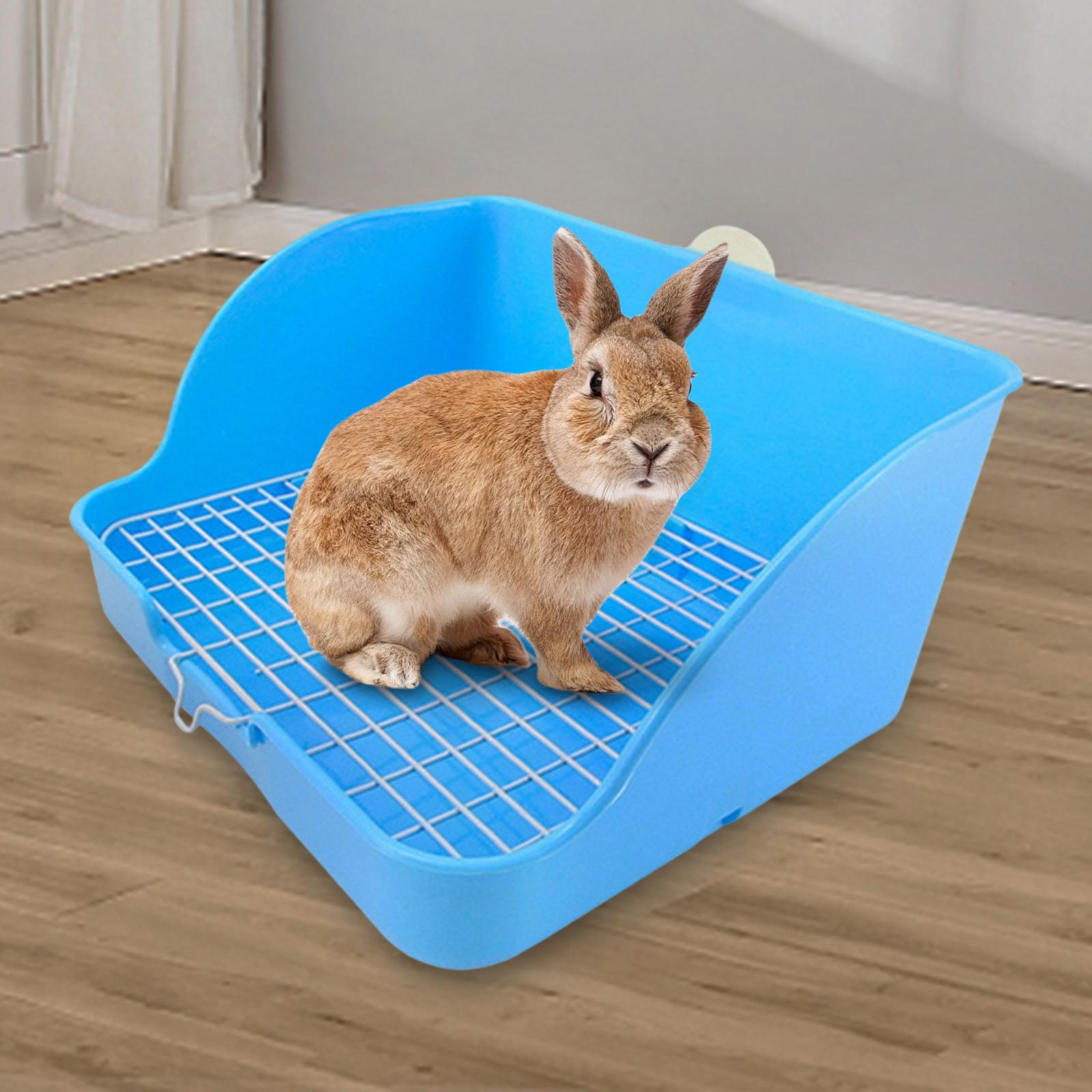 Caja de arena de plástico para conejos, ropa de cama para baño de mascotas, para hámster y conejo