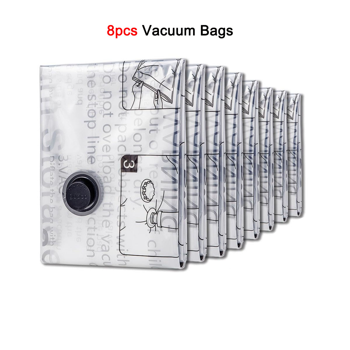 4-8 Pack Vacuum Storage Bags Space Saver Bags Compression for Comforters Blankets Bedding Organizer Clothes Travel Storage: L / Rood