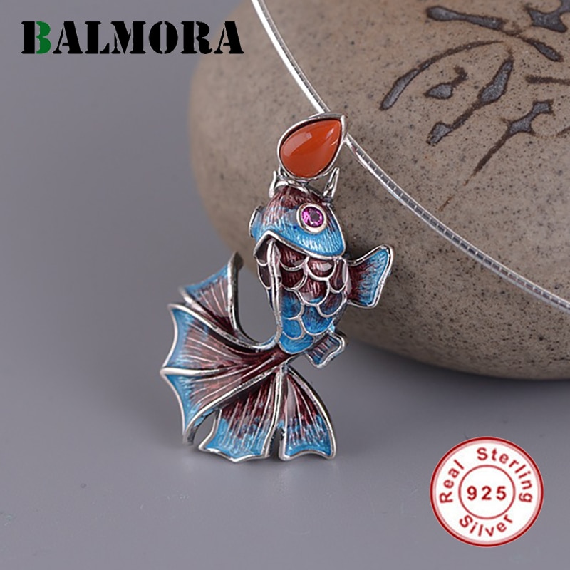 BALMORA Original Plata de Ley 925 auténtica colgante Vintage para collares Koi Carpa dijes para mujer joyería de San Valentín