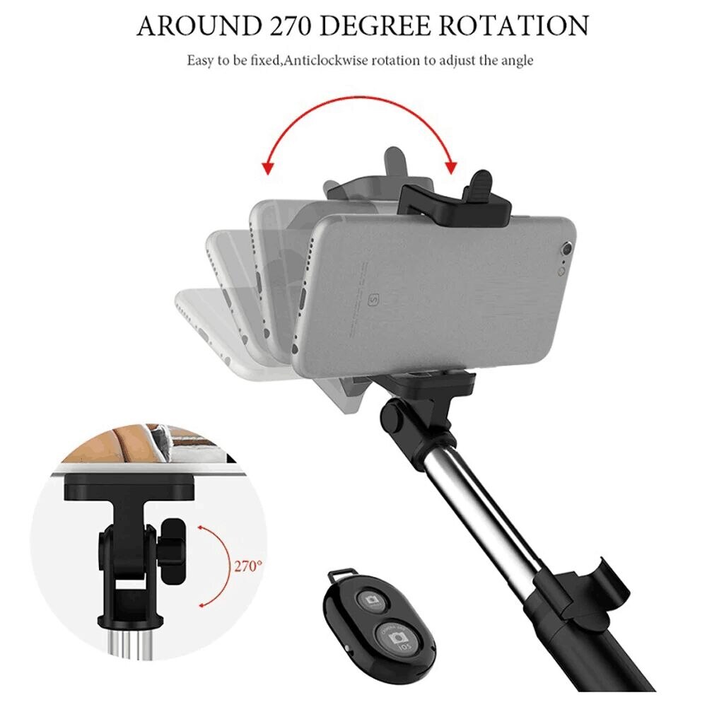 Selfiestick met afstandsbediening voor telefoon, bluetooth-statief, selfiestick met draadloze afstandsbediening voor iphone 6, 8 plus, huawei android-stick