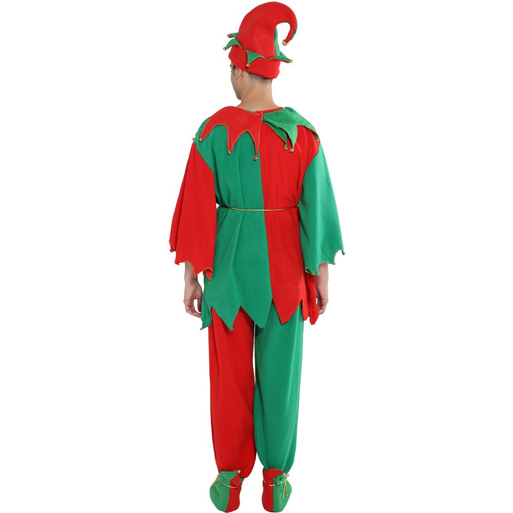 Eraspooky Unisex Plus Size Christmas Elf Cosplay Santa Claus Costume Santa Helper Suits For Adult Men Women Year Fancy Dress