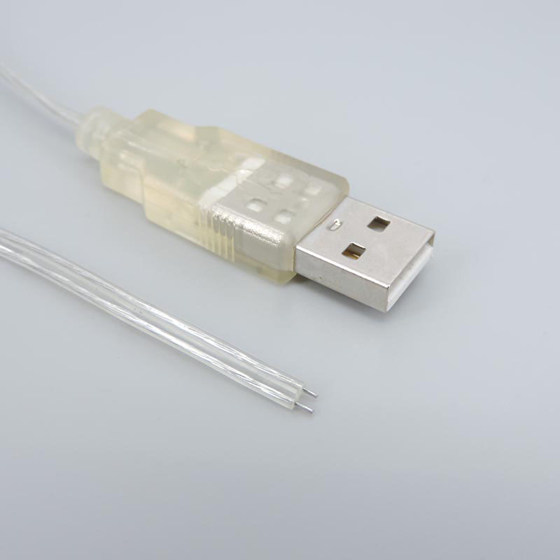0.3m 1m 5V USB 2.0 Voeding Kabel 2Pin Type A Stekker Vrouwelijke Jack 26awg witte Oplader transparant Koord Verlengdraad L1: Oranje / 1 meter