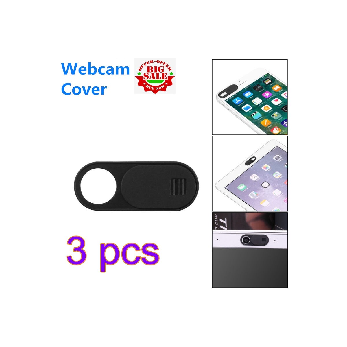 WebCam Front Camera Cover for ipad for Iphone Samsung Anti-Hack Laptop Camera Cover Shutter Magnet Slider Plastic Webcam Cover: 3pcs