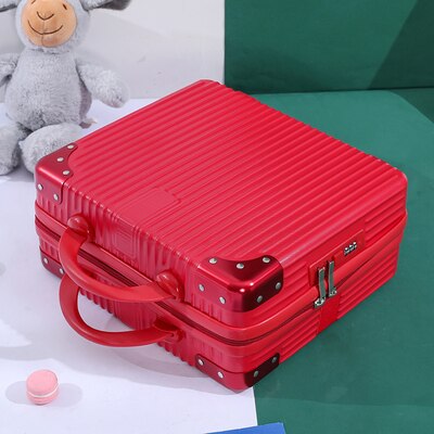 14/16/17Inch Koffer Met Codeslot Laptop Case Dames Cosmetische Handtas Hoge Kleine Opslag case Voor Korte Trips: Rood / 14"