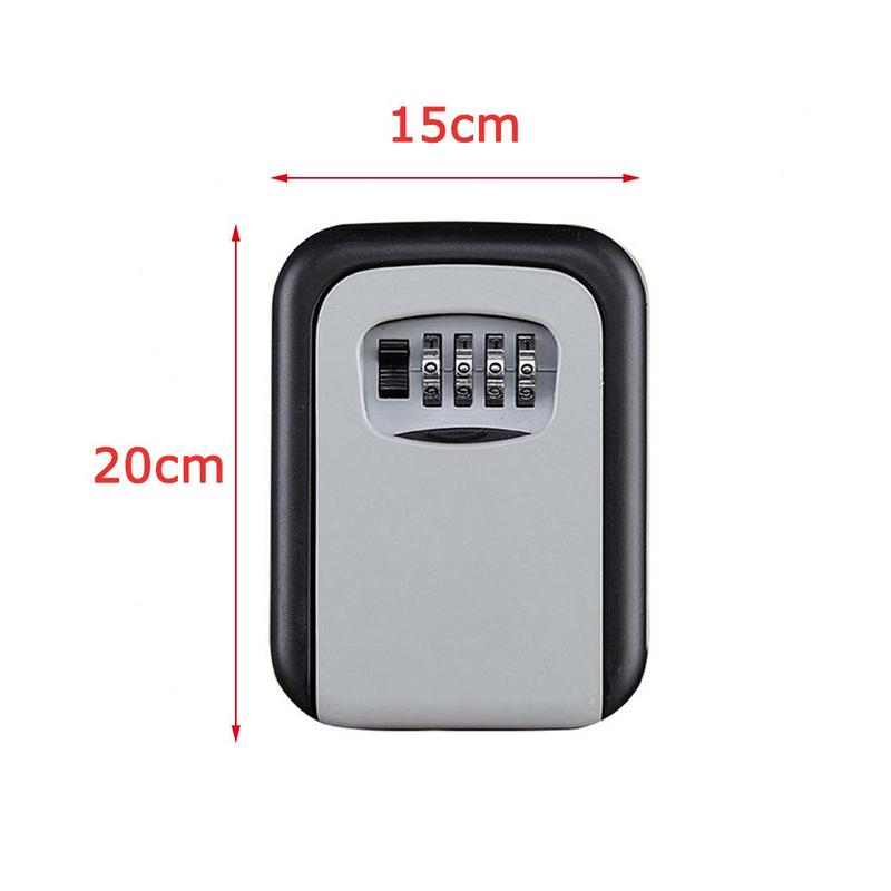 Key Lock Box Wall Mounted Aluminum Alloy Key Safe Box Weatherproof 4 Digital Combination Key Storage Lock Box Indoor Outdoor