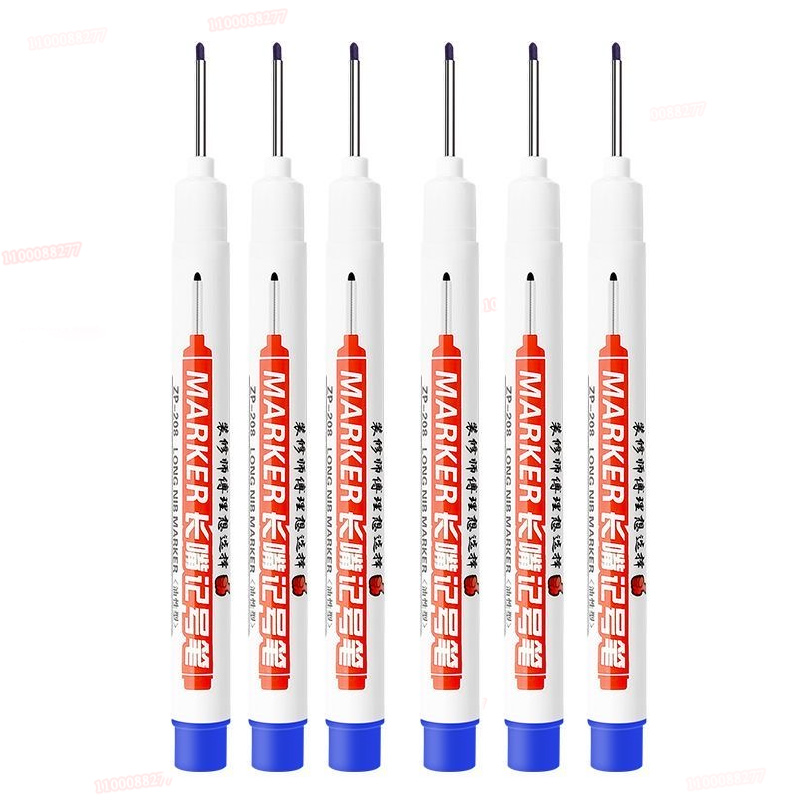Rotulador de Punta larga de 6 piezas, puede agregar tinta, agujero profundo, bolígrafo largo, escribir tinta blanca y negra, posicionamiento de fábrica multipropósito, Punta 0,7-1,0: Rojo