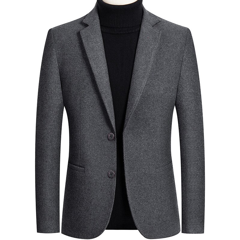 Business Casual Mens Wool Blends Suit Jacket Men Spring Autumn Warm Tops Wooled Suit Jacket Office Coat