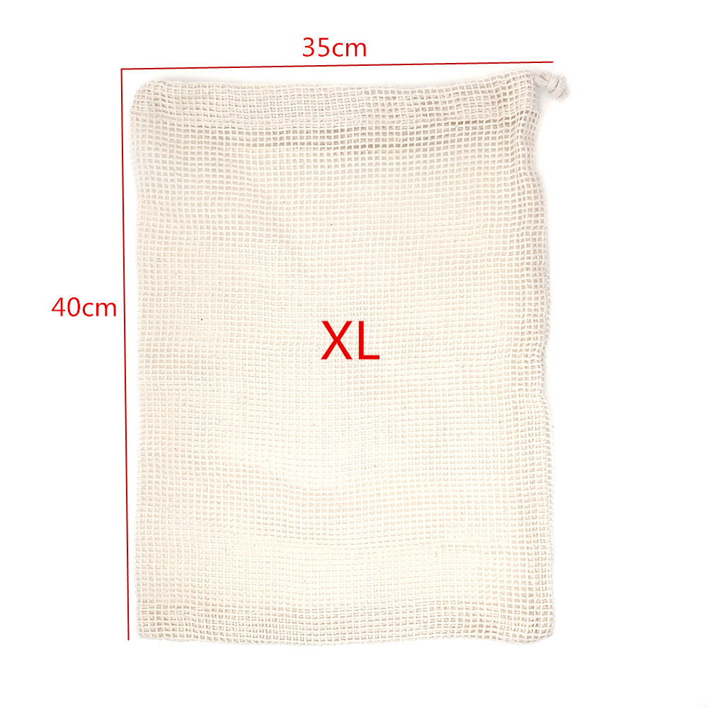 4 Stuks Katoenen Mesh Groente Zakken Produceren Tas Herbruikbare Katoenen Mesh Groente Opbergtas Keuken Fruit Groente Met Koord: 4pcs XL 35x40cm