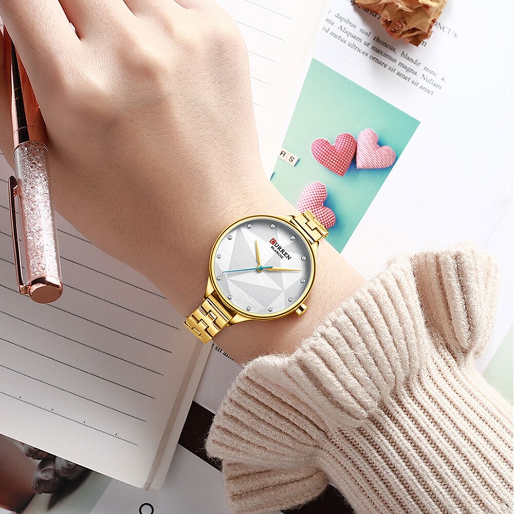 Curren top casual quartz dameshorloge polshorloge roestvrij staal dameshorloge dameshorloge met armband