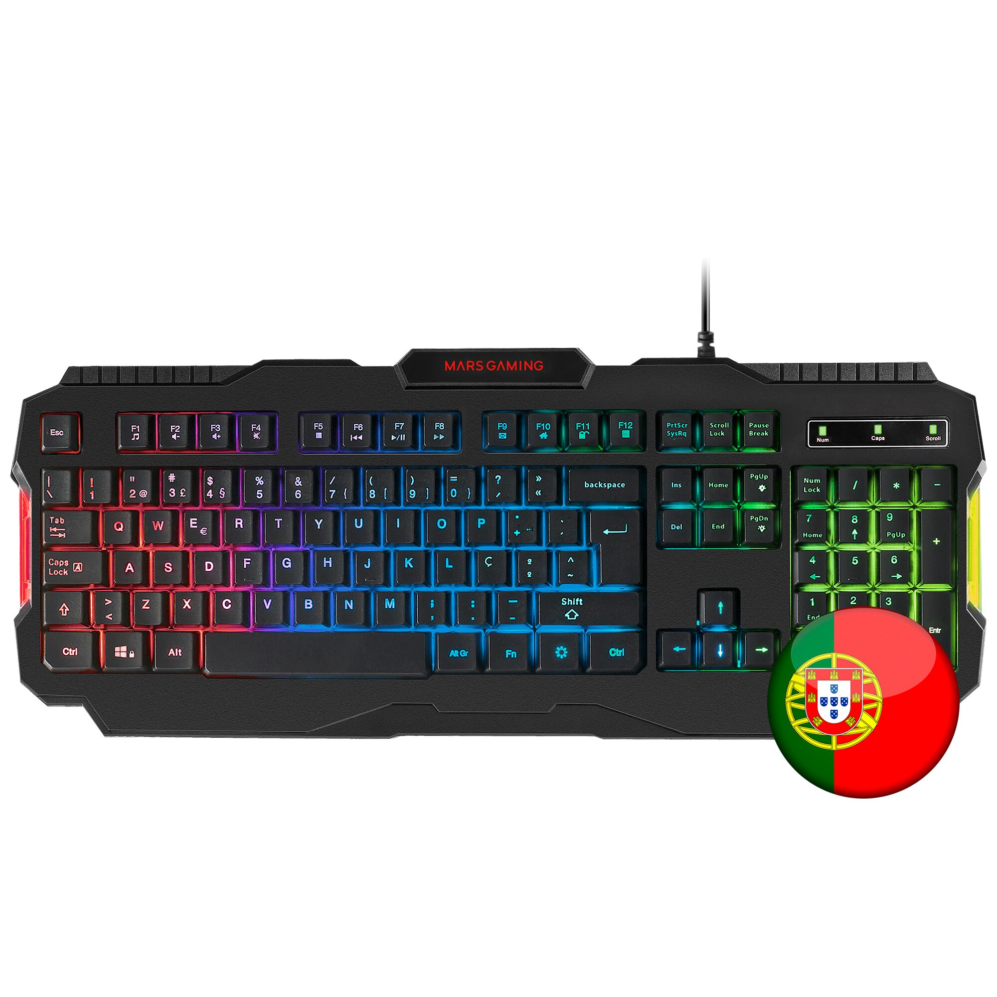 Mars Gaming MRK0, Teclado Gaming RGB Rainbow, Antighosting, Idioma Español / Francés / Portugués: Layout Portuguese
