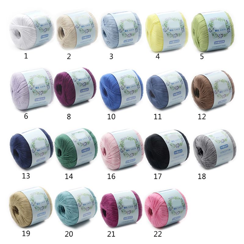 1 Roll Mercerized Cotton Cord Thread Medium Fine Solid Color DIY Hand Knitting Yarn for Embroidery Crochet Pearl Lace