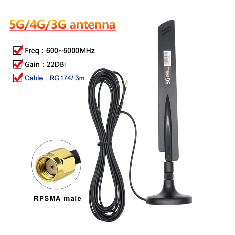 Fuldbånds 5g wifi-routerantenne 18 dbi booster indendørs 4g 3g 2g gsm mobilnetværkssignalforstærker omni-antenne  ts9 sma rpsma: Lyserød