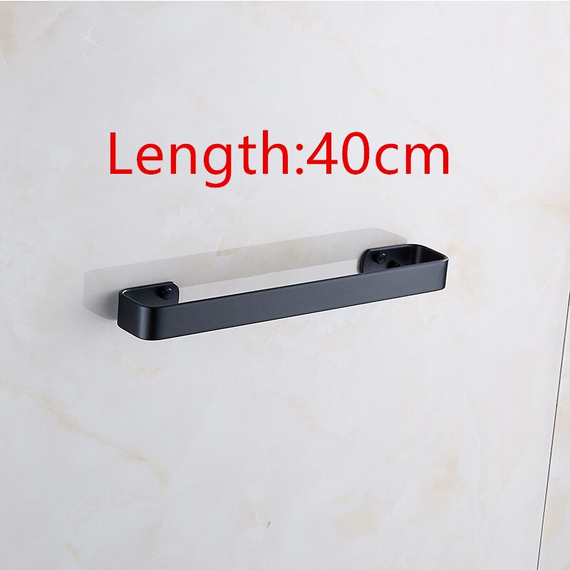 Solid plass aluminium matt svart håndklestang enkelt håndklestativ bad tilbehør veggmontert håndkleholder 20/30/40/50 cm: 40cm