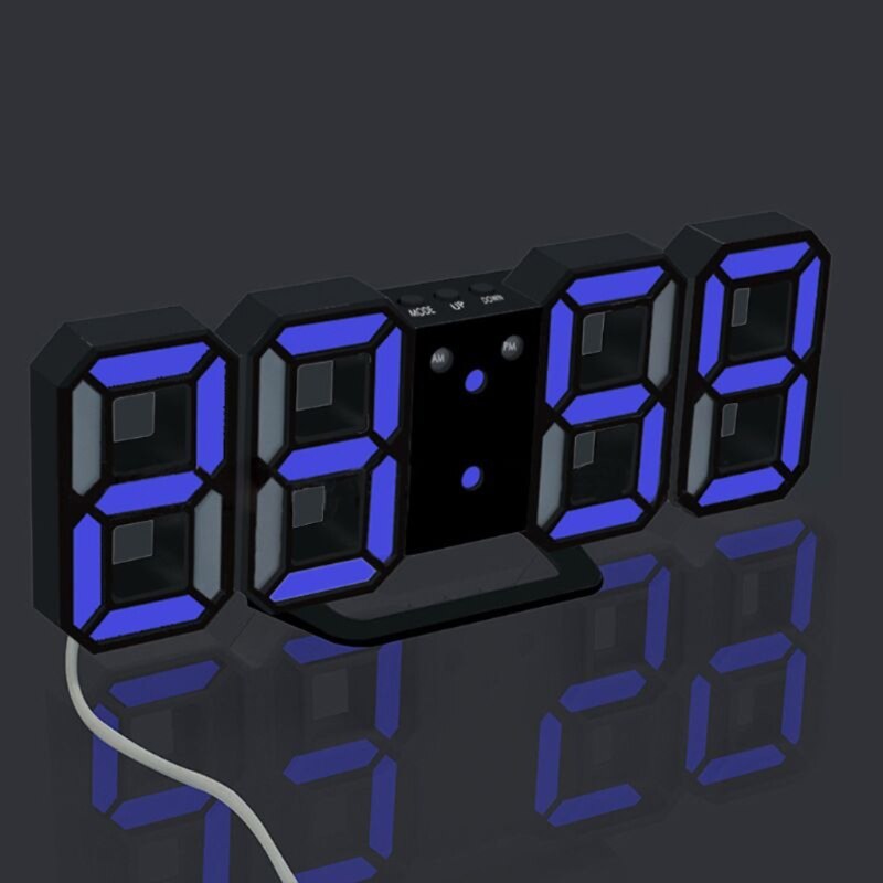 M6CF Digital Alarm Clocks 3D LED Display Time/Date/Temperature Snooze Wall Lamp Clock