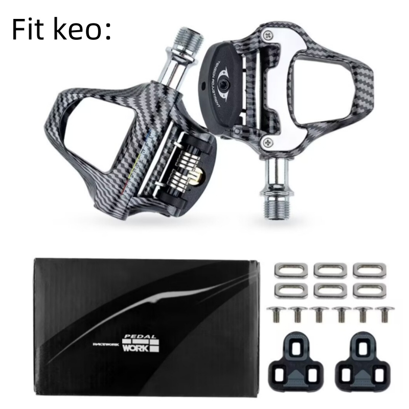 Racefietspedalen van koolstofvezel - Ultralichtgewicht, geschikt voor SHIMANO SPD/LOOK KEO-schoenplaatjes | Hoogwaardige klikpedalen