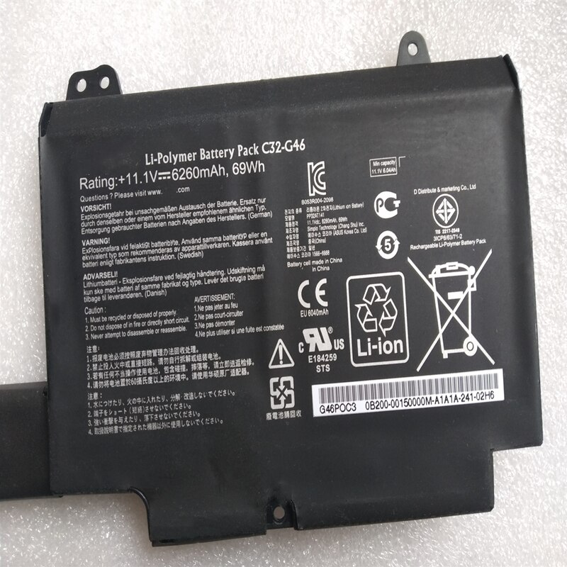 Nueva batería de C32-G46 para Asus PRO G46 G46V G46VW G46EI363VM batería Original para ordenador portátil 11,1 V 69Wh 6260mAh