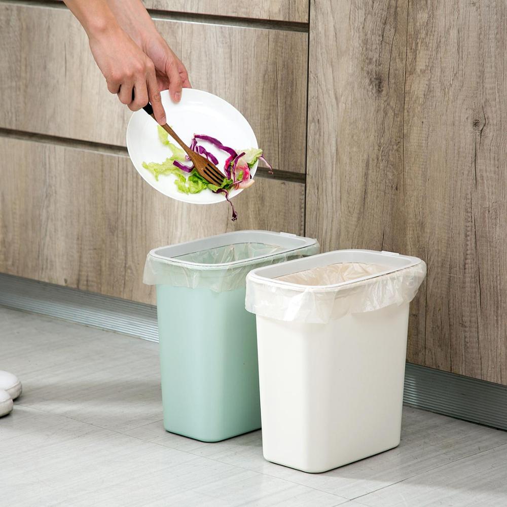 Papelera de basura para baño y cocina, cubo de basura con costura estrecha para la cabecera, ahorro de espacio, cesta de reciclaje de plástico