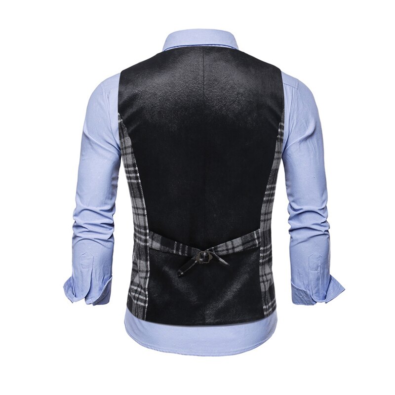 Gilet de costume rayé à carreaux pour homme, Style britannique, Double boutonnage, sans manches, à la , automne