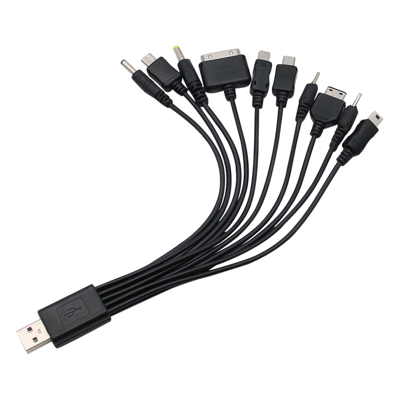 USB A to 10 in 1 Universal Multiple Charging Cord Charging Cable with 10 Ports for Charging Cell Phones Speaker MP3 MP4 & More
