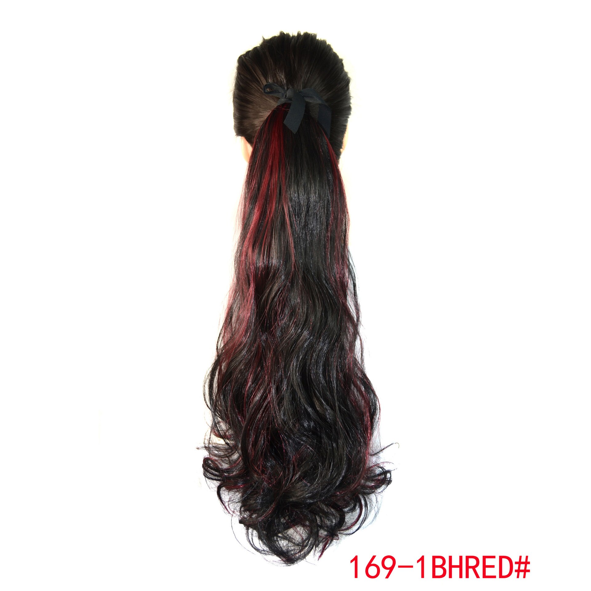 ZM Hairpiece Long Wavy Ombre Mixed ColorDrawstring Pony tail for Women High Temperature FIber Synthetic Ponytail Hair Extensions