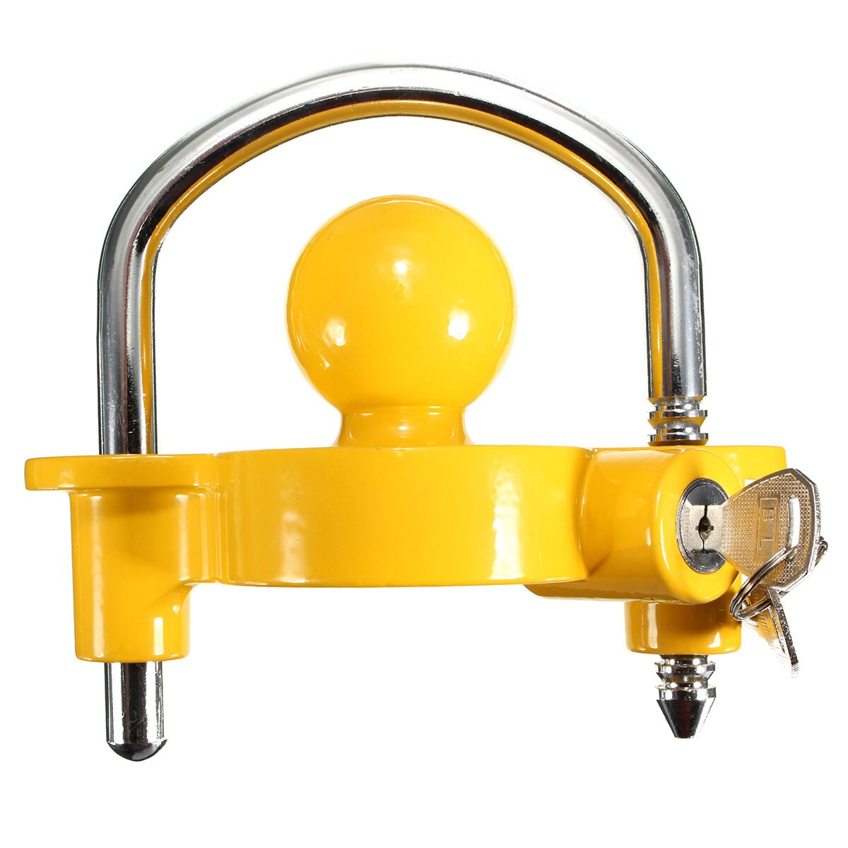 Universal 50mm Heavy Duty Anti-Theft Hitch Lock Boat Motorcycle Caravan Trailer Ball Coupler Lock Yellow Security Lock with Keys