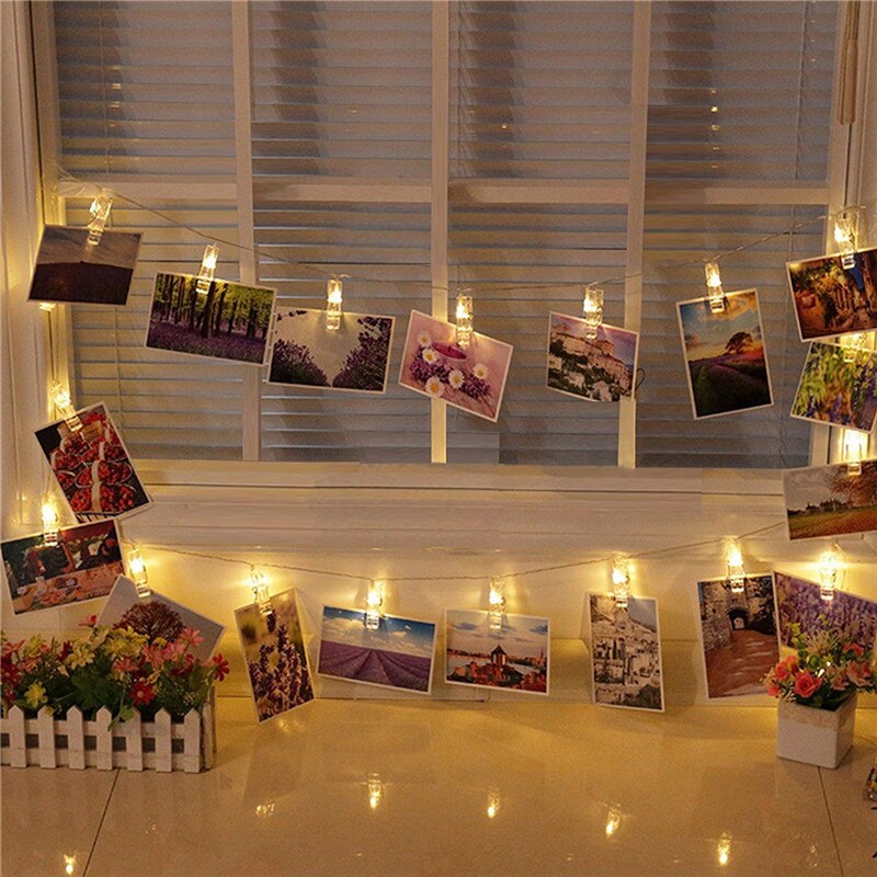 Slinger kaart foto clip lichtsnoer 1.5m 10 leds led lichtslinger kerst slaapkamer diy wasknijper vormen batterij kerstlamp