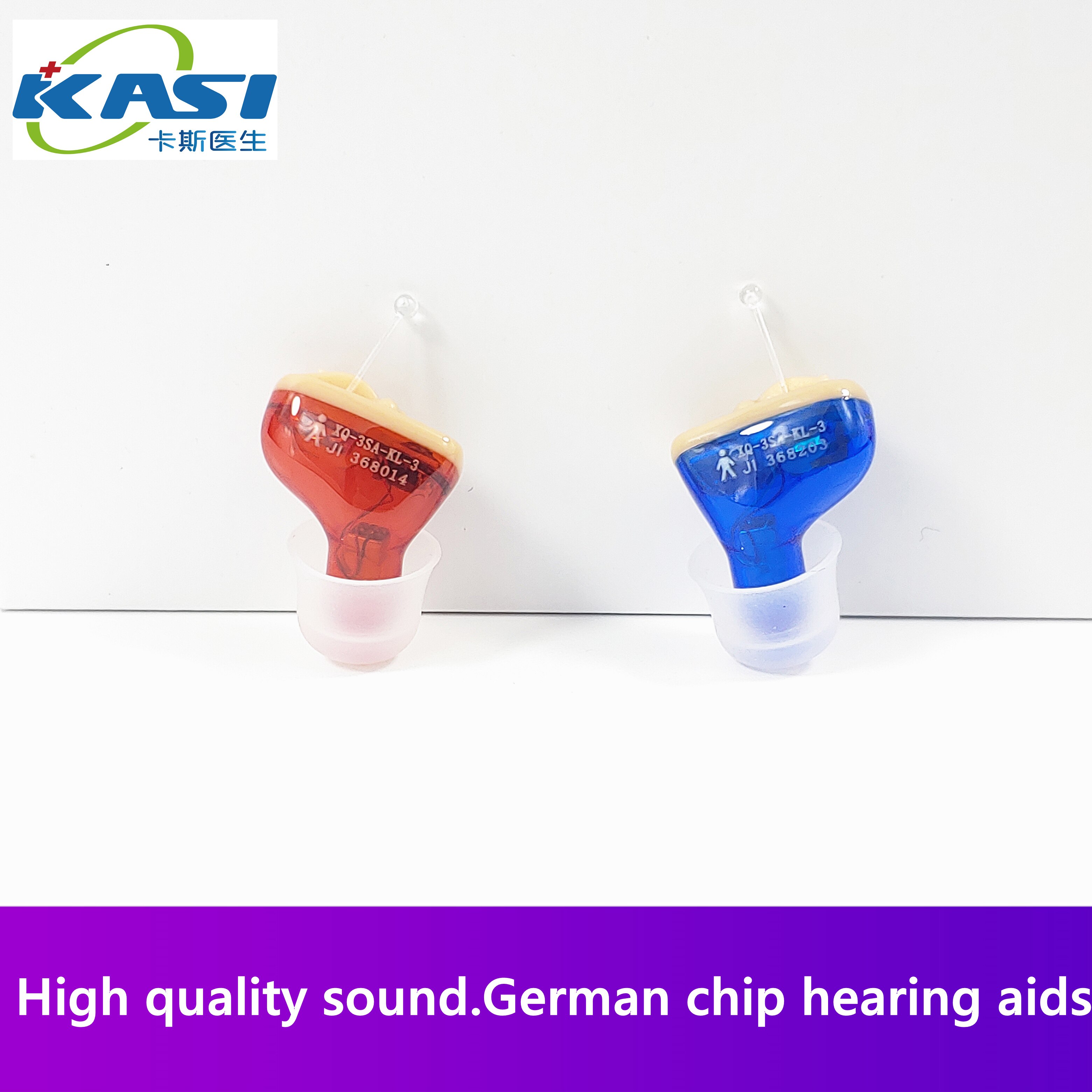 Digitalt høreapparat venstre og højre øre høreforstærker ældre lille mini praktisk batteri fritid rød blå høreapparater