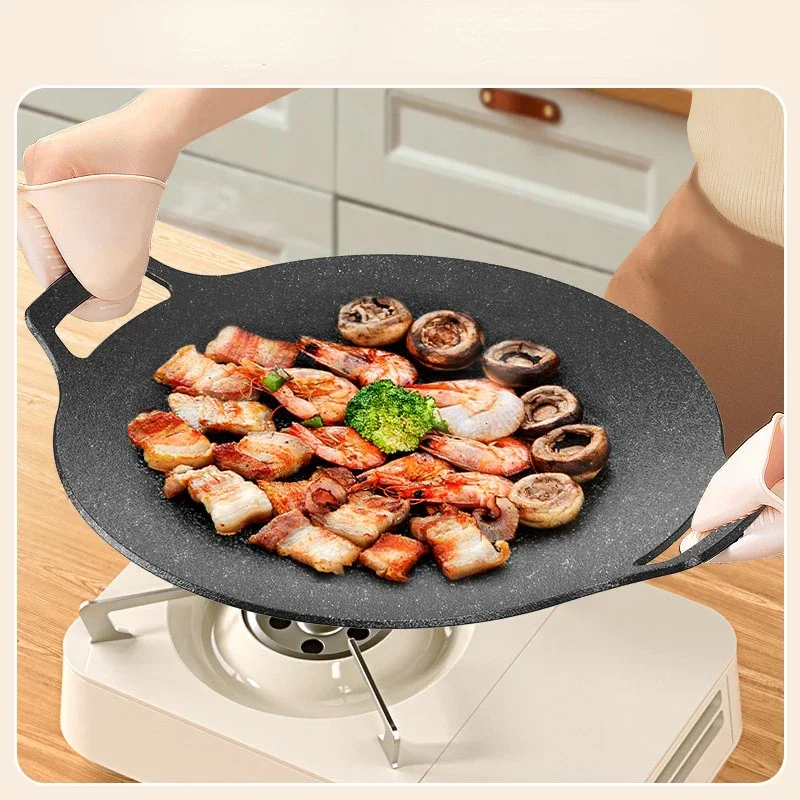 Induktions-Antihaft-Pfanne für Pfannkuchen, Guss, Grillen, Grillen, Kochen, Eisen, Bratpfanne, dicke Pfanne, flacher draussen-Herde, Topf, Braten, Grillstein