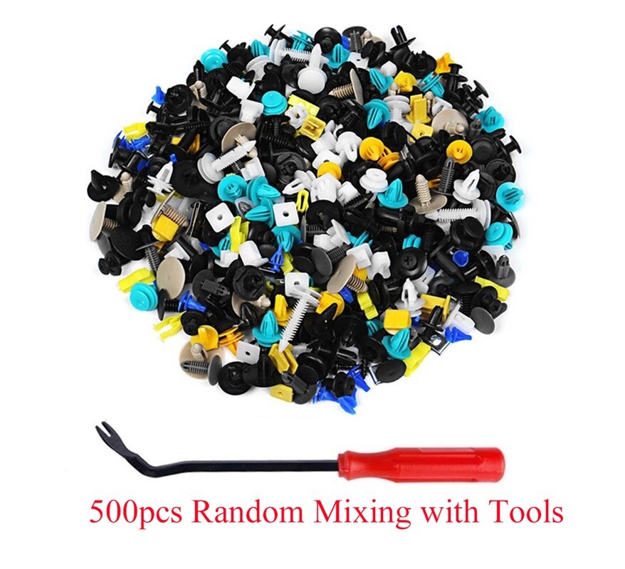 1000 Pcs 30 kinds Universal Mixed Auto Fastener Car Bumper Clips Retainer Car Fastener Rivet Door Panel Liner for All Car: 500PCS With tool