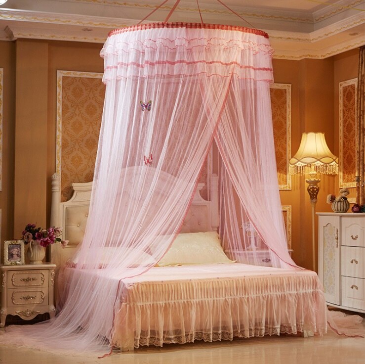 Stor seng gasbind ren mygg gardin hjem soverom dekorasjon myggnetting romantisk hengende seng valance: Rosa