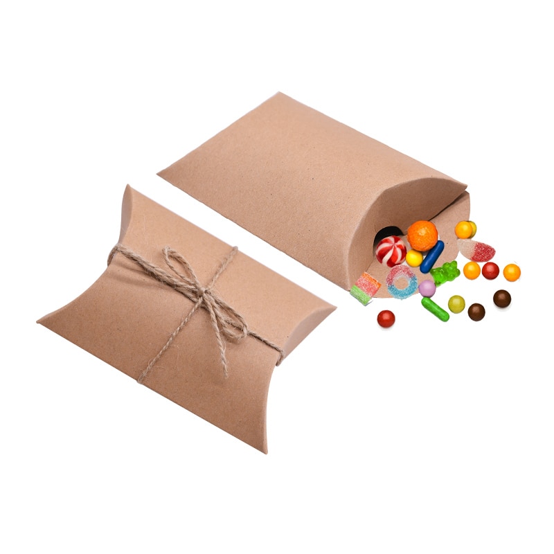 20 Stuks Candy Box Kraftpapier Kussen Vorm Bruiloft Gunst Geschenkdozen Pie Party Tassen Eco Vriendelijke Verpakking Ambachten Verjaardag levert