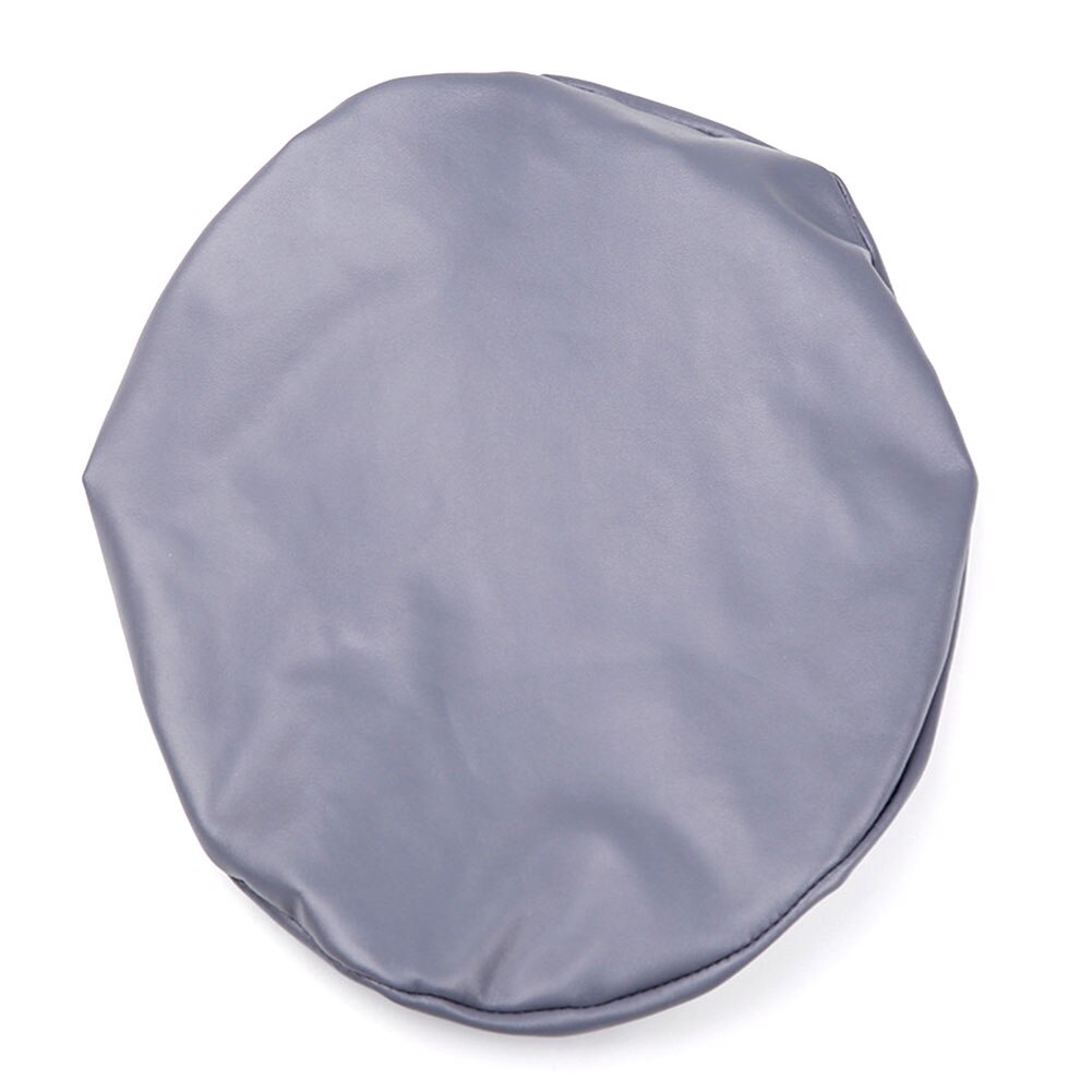 Housse de coussin de siège élastique rond en cuir PU, pour Salon, petit tabouret, extensible, couleur unie, protection de chaise, hôtel, maison: Grey