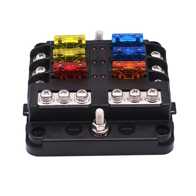 Fuse Box Holder Plastic Cover M5 Stud With LED Indicator Light 6 Ways 12 Ways Blade Fuse Box for Auto Car Boat Marine Trike: Default Title