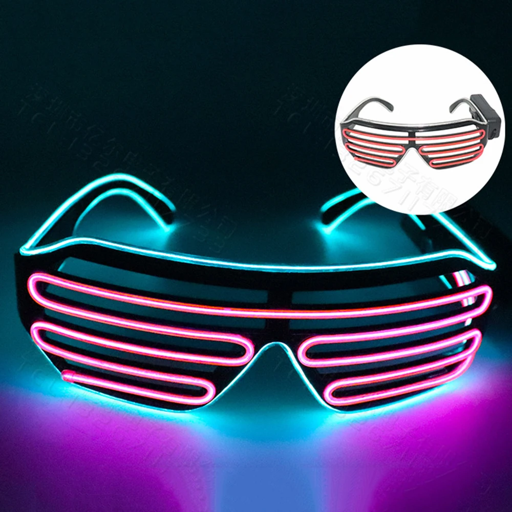 Lunettes rave néon à obturateur clignotant à LED, lueur dans l'obscurité, nuances, Noël, fête d'Halloween: Rose