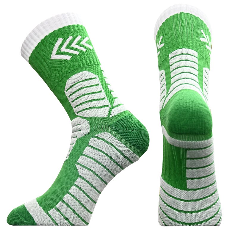 1 Pair Newest Compression Socks Thickened Towel Bottom Basketball Socks Middle calcetines Cycling Sports Socks: Green White