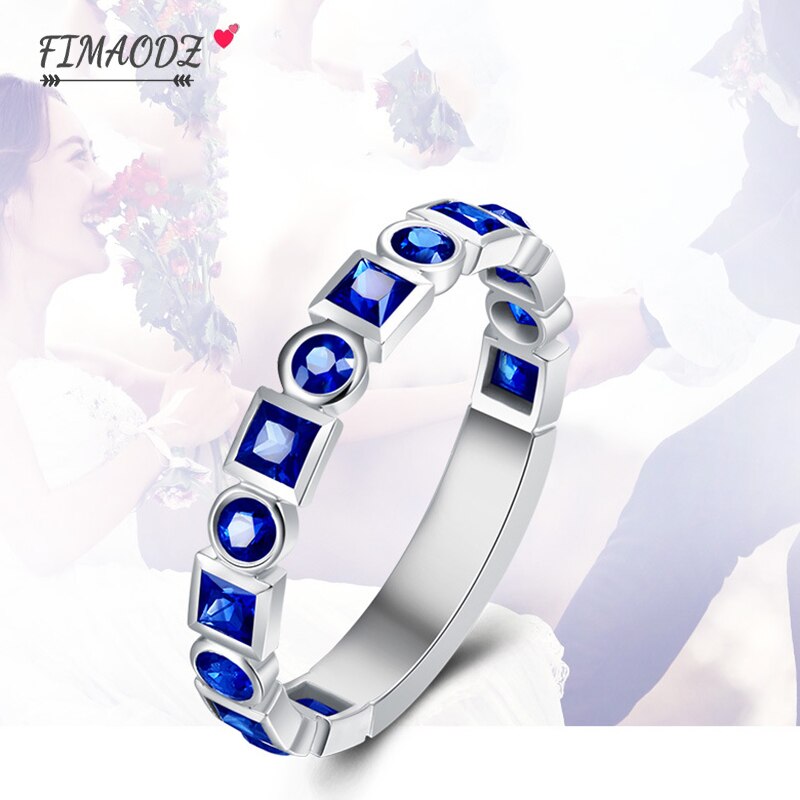 FINAODZ Neue Fasihon Einfache T emperament Blau Kristall Ringe Hochzeit Für Frauen Engagement Einstellbare Größe Ring