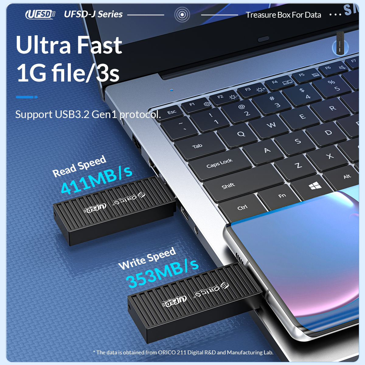 Orico ufsd usb-flashdrives 64gb metaal 256gb 512gb met type-c- en usb-interface 128gb