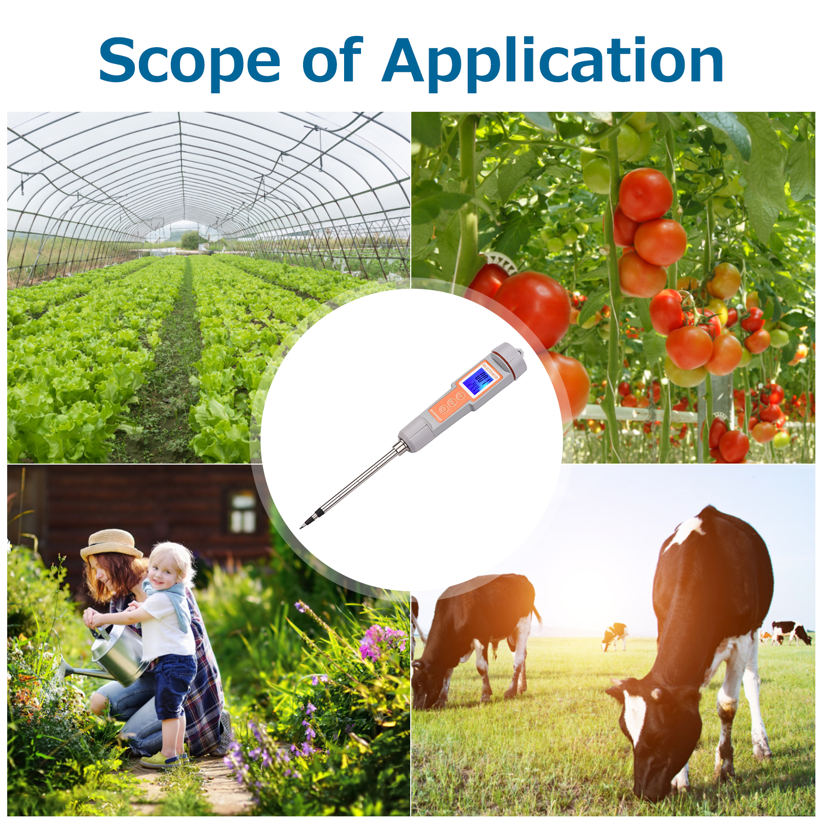 3 in 1 Portable Soil Tester Multifunction EC/ TDS/ Temperature Digital Soil Test Probe Meter with Backlight Screen Soil Tester