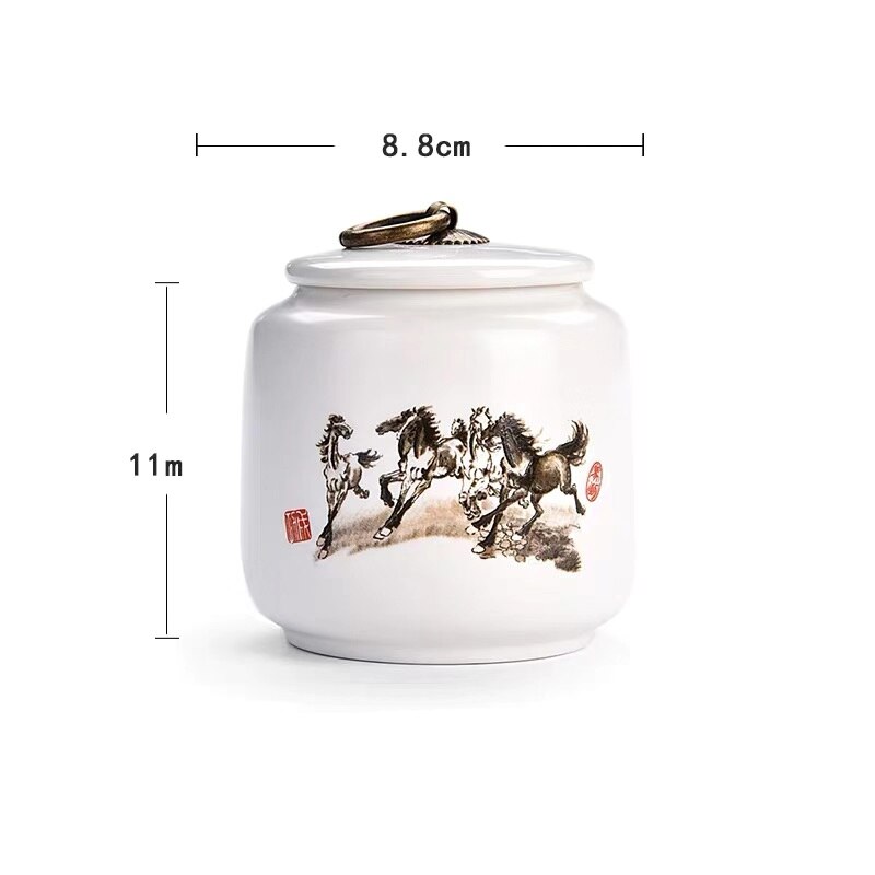 Ceramic Retro Mini Tea Caddies Kitchen Spice Jar Sealed Cans Candy Dried Fruit Storage Bottle Food Container Teaware: C