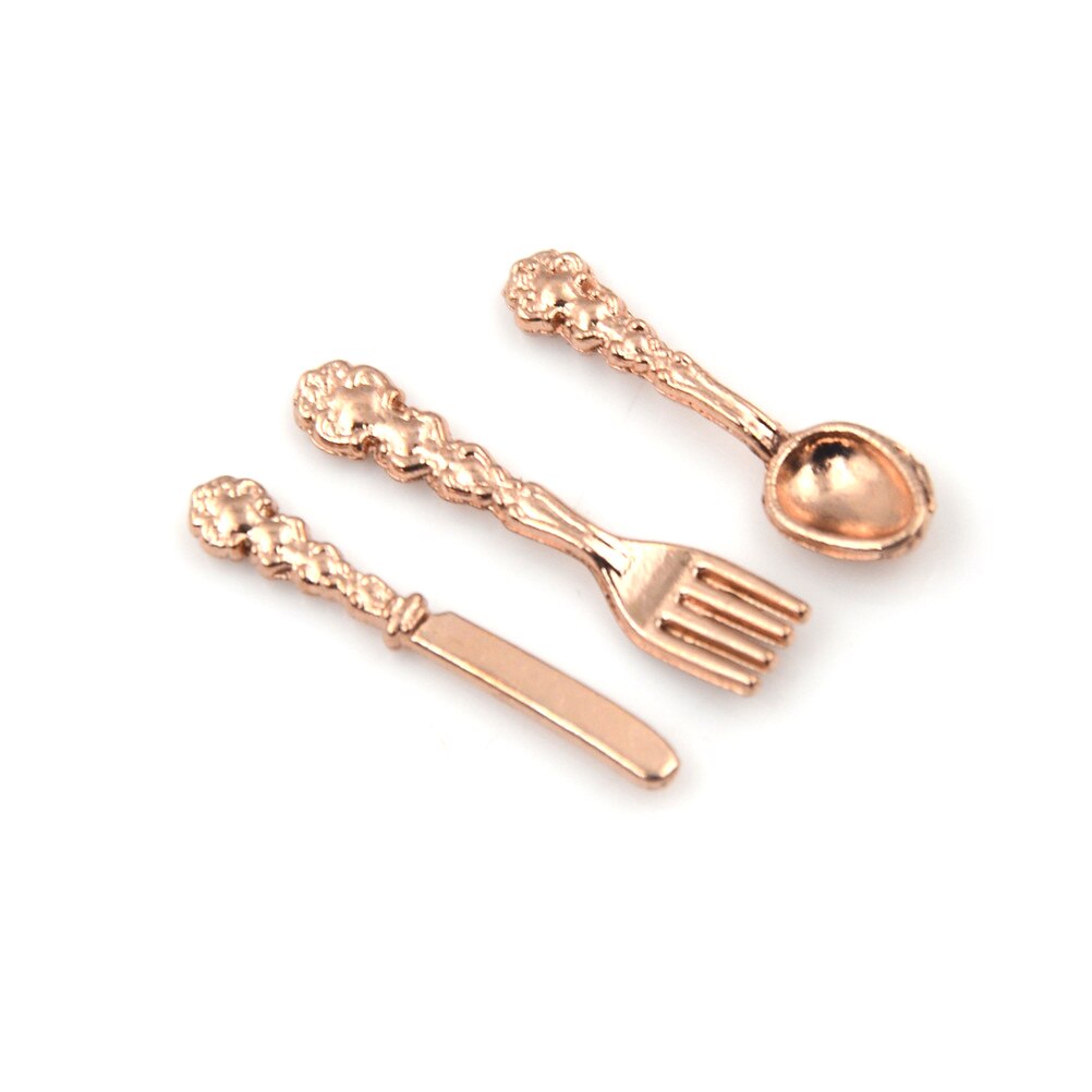 1Set 1:12 Fork Knife Soup Spoon Tableware Simulation Dollhouse Miniature Accessories Kitchen Food Furniture Toys