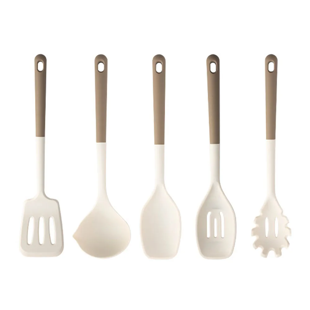 Cooking Tool Sets Non-toxic Cooking Baking Kitchen Tools Utensils Silicone Shovel Spoon Scraper Brush Spade Whisk Turner: light green