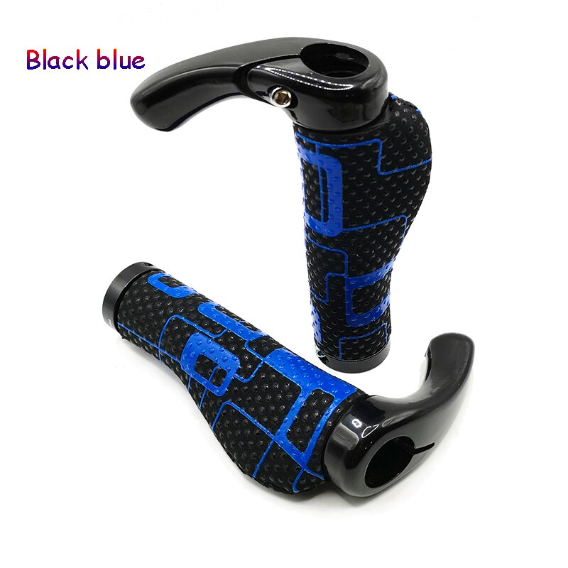 Promend-Manillar de fibra de ante para bicicleta de montaña, cubierta de manillar, manillar de bicicleta, extremo de barra, bloqueo de aluminio antideslizante, 1 par: Azul