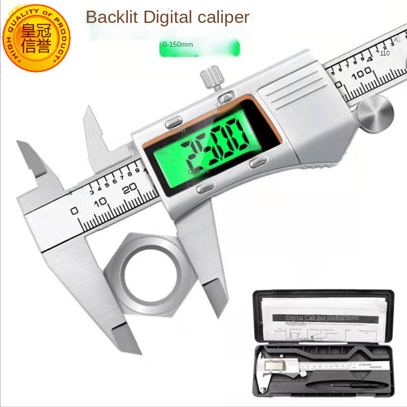 Backlit Screen 0-150mm Digital Vernier Measuring Tool Electronic Vernier Caliper Stainless Steel Metal Shell Digital Caliper