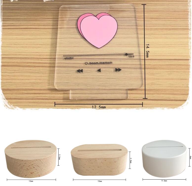 ins hjerte spiller 3d nattlys romantisk soverom usb bordlys valentine dag tre akryl lys skrivebordslampe
