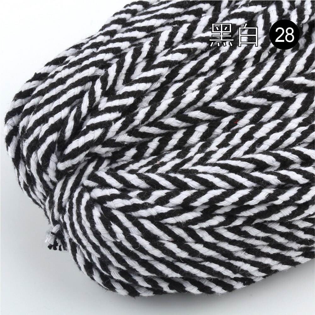10Yards 5Mm Gekleurde Twisted Cord Touw 100% Katoenen Touw Cords Craft Decoratieve Twisted Diy Handgemaakte Tas Trekkoord Accessoires: Black white