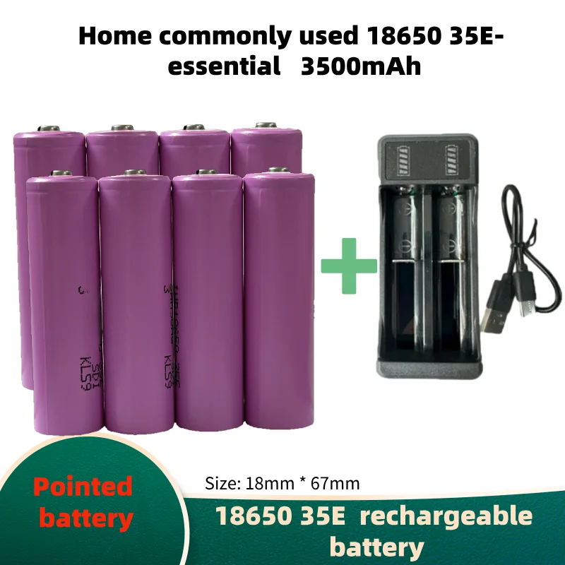 original for 18650 Pointed battery INR18650 35E Rechargeable battery For Battery Packs Backups Power Tools Lithium Batteries: GRAY