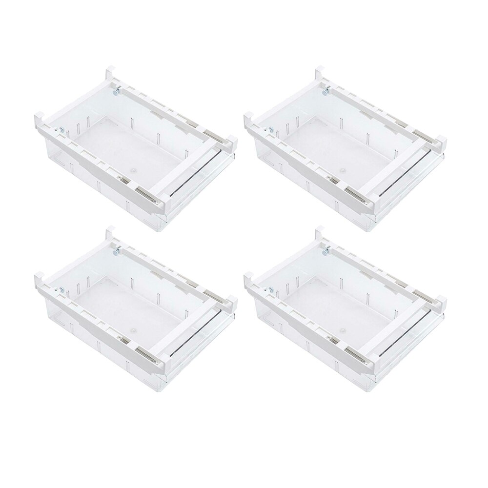 1/4/8 Compartment Refrigerator Drawer Organizer Bin Transparent Fridge Storage Bin Containers for Pantry Freezer Snack Container: 1 grid 4pcs