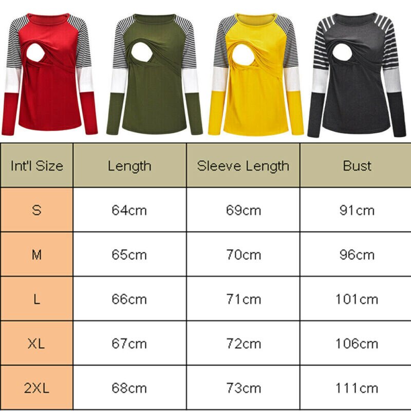 Pregnant Maternity Clothes Nursing Top Breastfeeding Long Sleeve Shirt Size 6-18