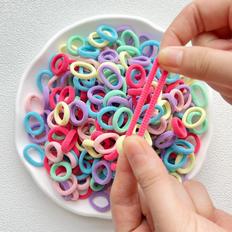 50/100/200 sztuk kolorowe podstawowe nylonowe gumki robić włosów dla dziewczynek kucyk utrzymać Scrunchie gumka dla dzieci podstawowe akcesoria robić włosów