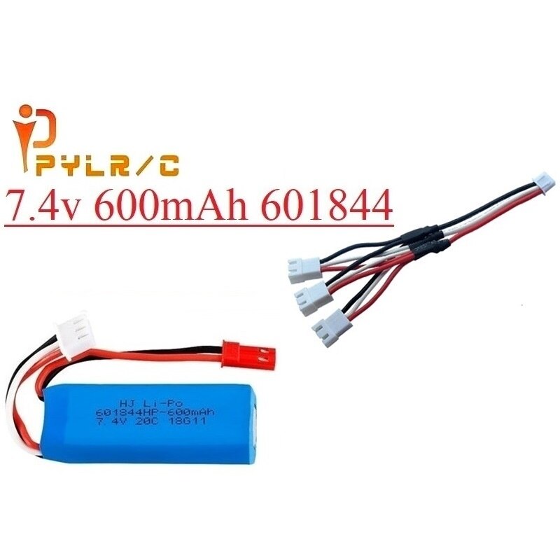 Upgrade 7.4V 600mAh 601844 Lipo Battery with USB charger for WLtoys K969 K979 K989 K999 P929 P939 RC Car Parts 2s 7.4v Battery: 1B C